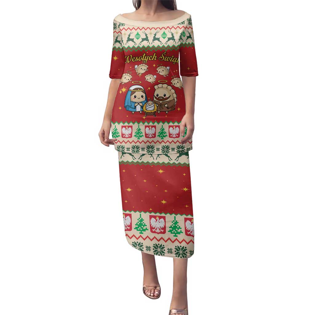 Poland Christmas Family Matching Puletasi and Hawaiian Shirt Polish Pierogi Mascot Nativity Scene - Wonder Print Shop