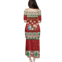 Poland Christmas Family Matching Puletasi and Hawaiian Shirt Polish Pierogi Mascot Nativity Scene - Wonder Print Shop