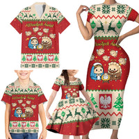 Poland Christmas Family Matching Short Sleeve Bodycon Dress and Hawaiian Shirt Polish Pierogi Mascot Nativity Scene - Wonder Print Shop