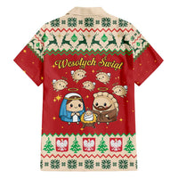 Poland Christmas Family Matching Short Sleeve Bodycon Dress and Hawaiian Shirt Polish Pierogi Mascot Nativity Scene - Wonder Print Shop