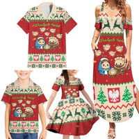 Poland Christmas Family Matching Summer Maxi Dress and Hawaiian Shirt Polish Pierogi Mascot Nativity Scene - Wonder Print Shop