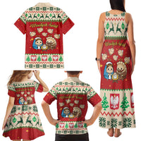 Poland Christmas Family Matching Tank Maxi Dress and Hawaiian Shirt Polish Pierogi Mascot Nativity Scene - Wonder Print Shop