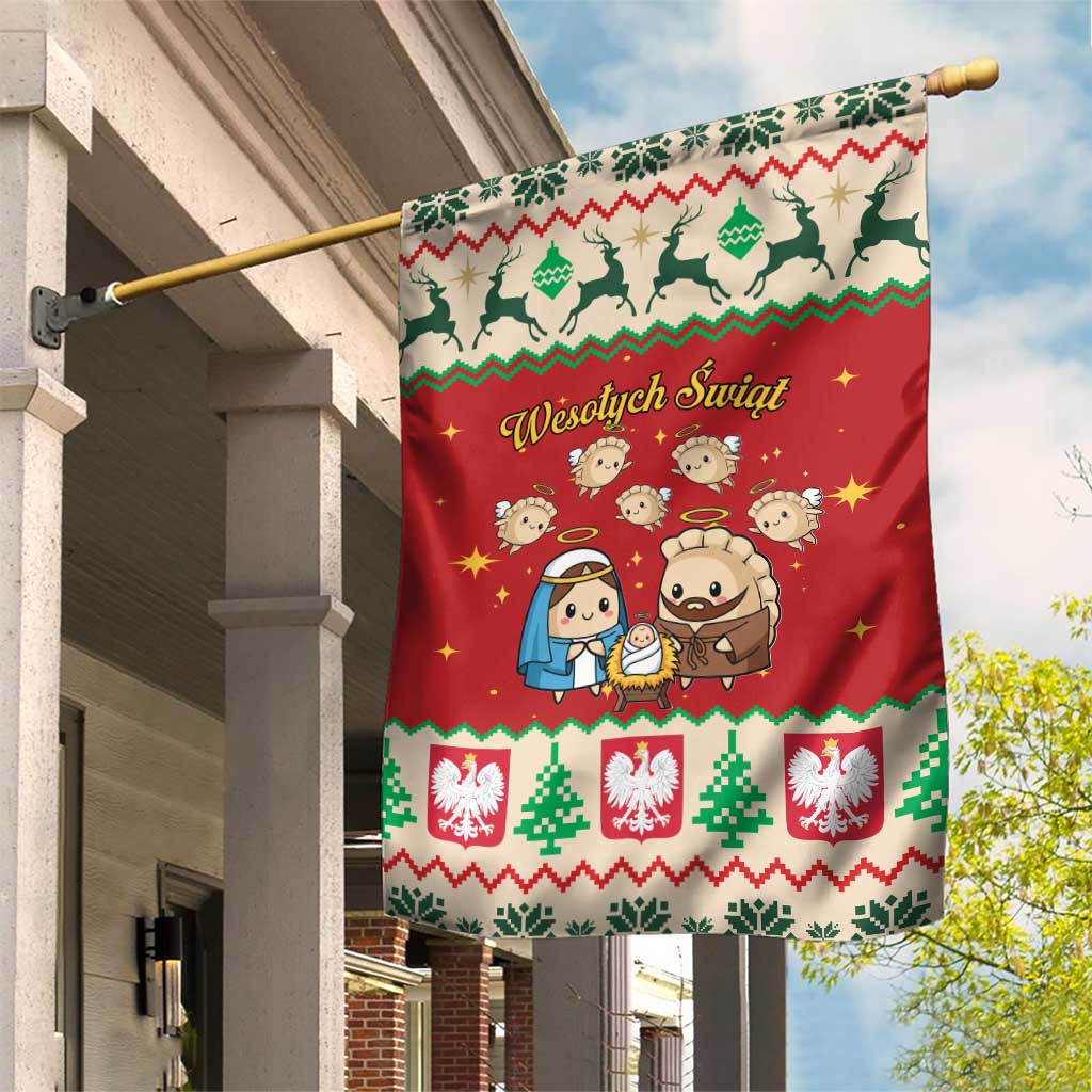 Poland Christmas Garden Flag Polish Pierogi Mascot Nativity Scene - Wonder Print Shop
