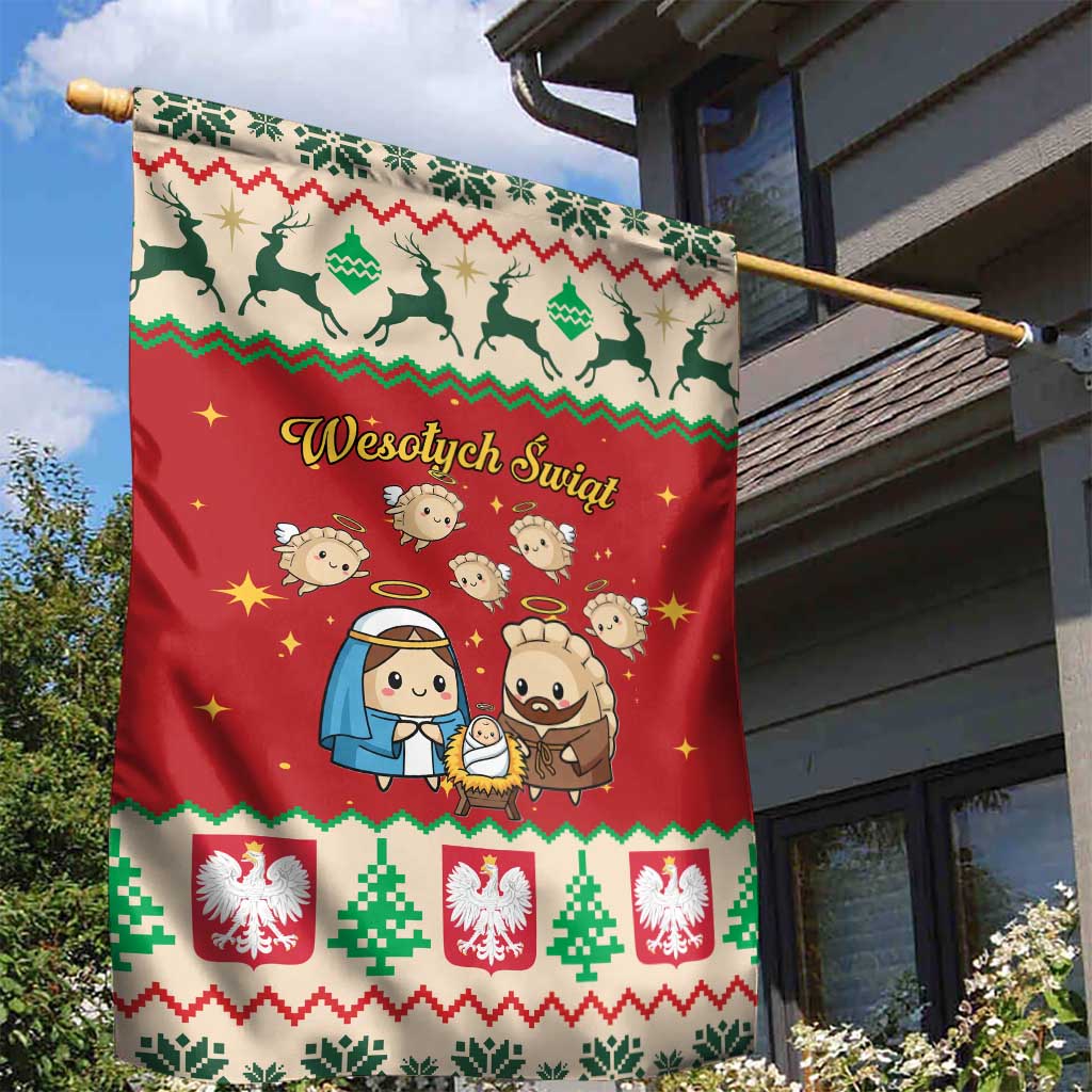 Poland Christmas Garden Flag Polish Pierogi Mascot Nativity Scene - Wonder Print Shop