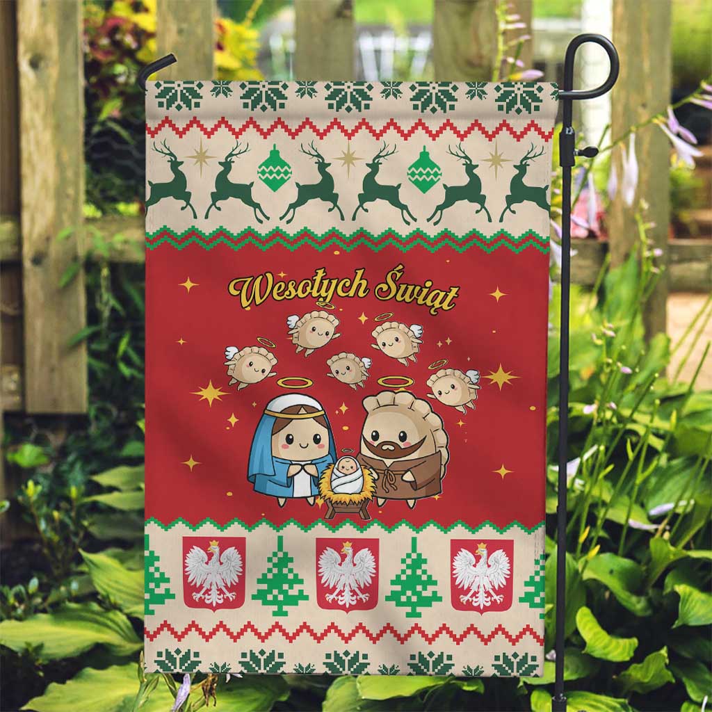 Poland Christmas Garden Flag Polish Pierogi Mascot Nativity Scene - Wonder Print Shop