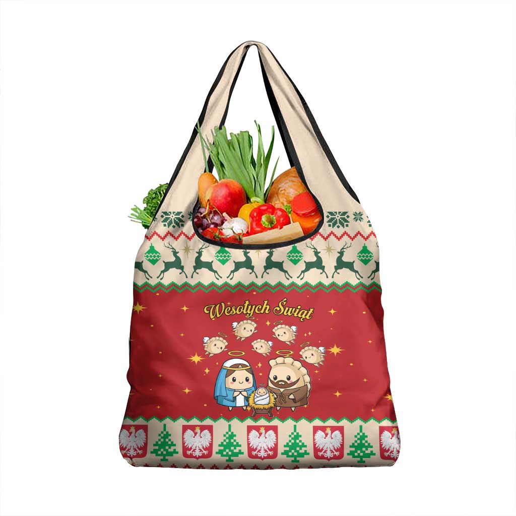 Poland Christmas Grocery Bag Polish Pierogi Mascot Nativity Scene - Wonder Print Shop