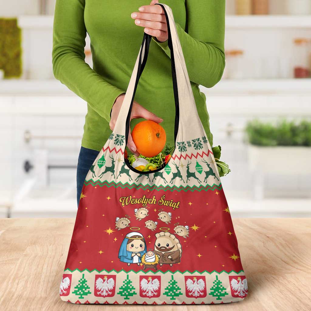 Poland Christmas Grocery Bag Polish Pierogi Mascot Nativity Scene - Wonder Print Shop