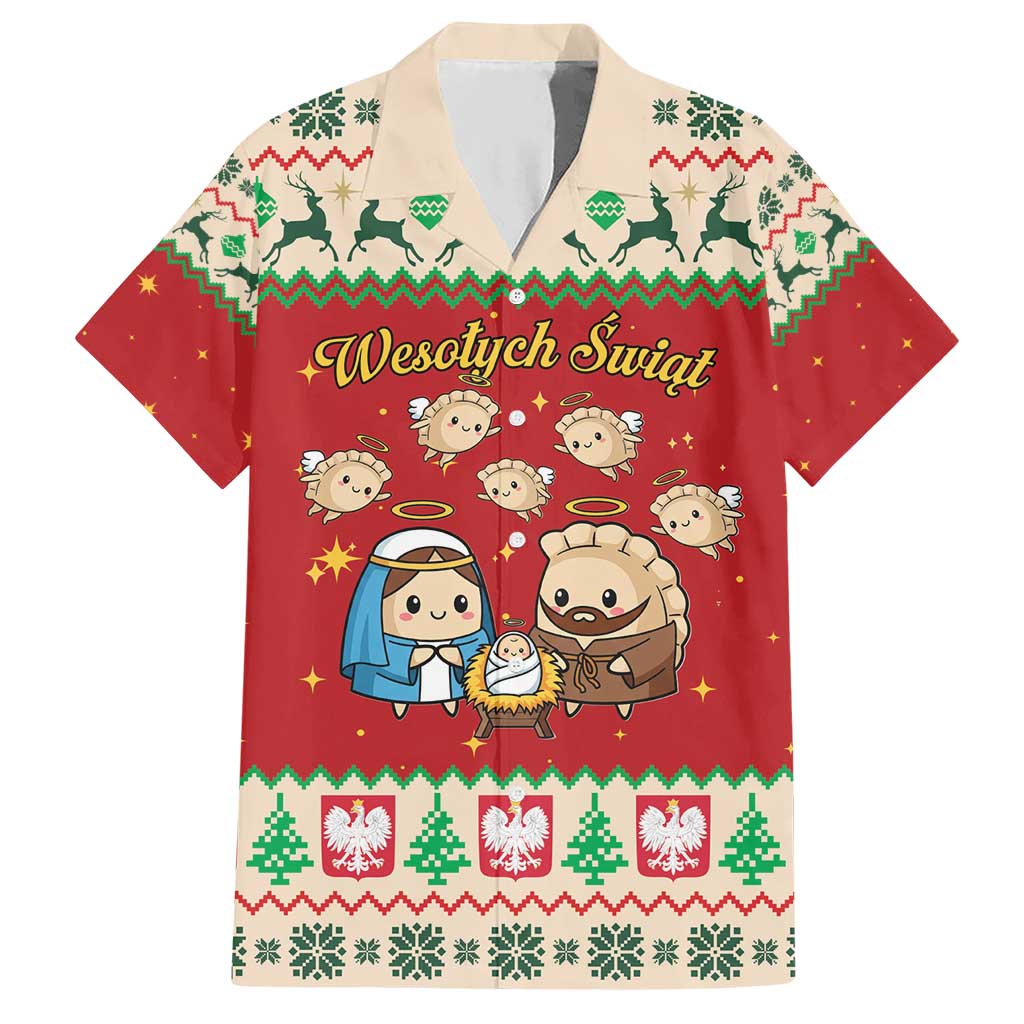 Poland Christmas Hawaiian Shirt Polish Pierogi Mascot Nativity Scene - Wonder Print Shop