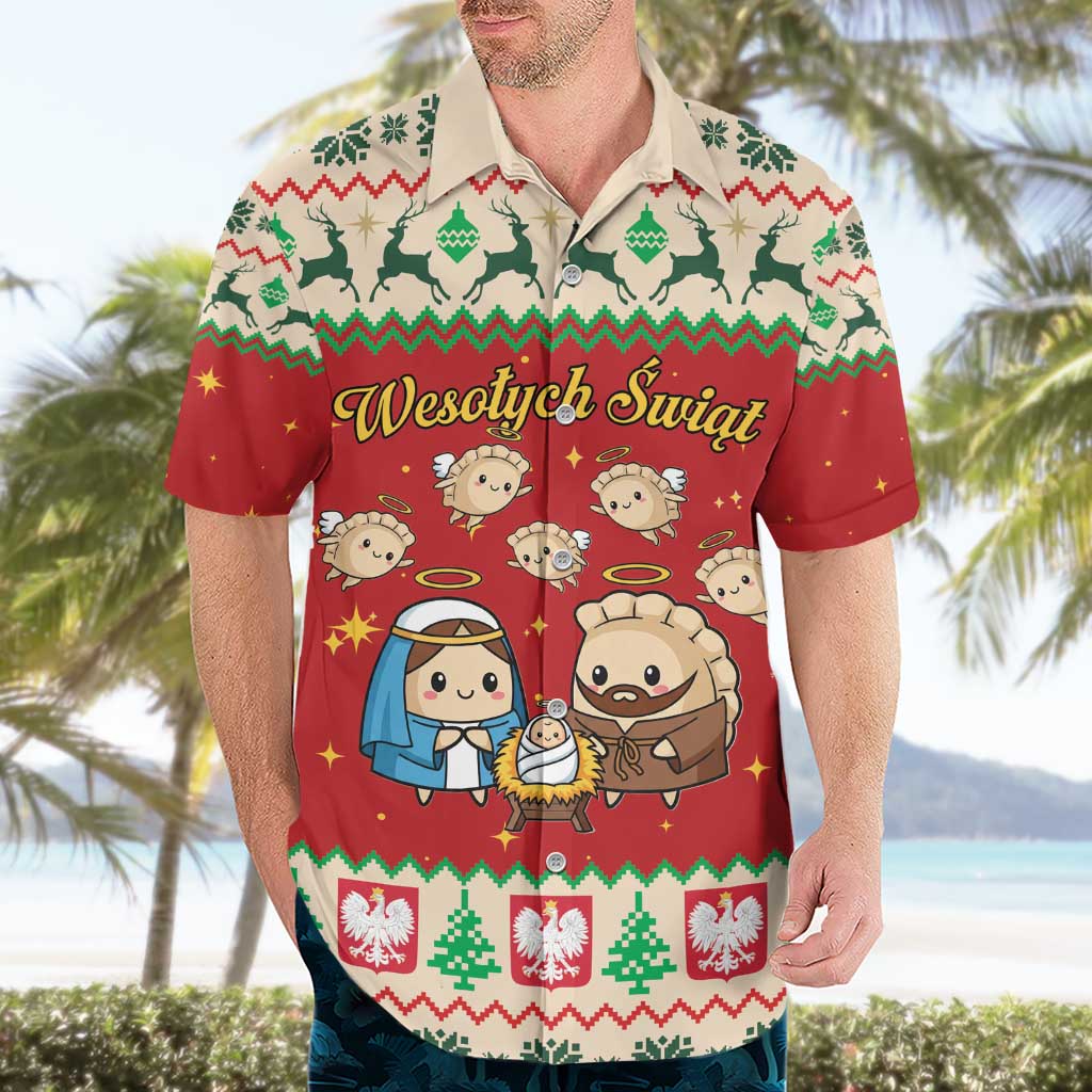 Poland Christmas Hawaiian Shirt Polish Pierogi Mascot Nativity Scene - Wonder Print Shop