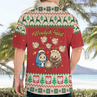 Poland Christmas Hawaiian Shirt Polish Pierogi Mascot Nativity Scene - Wonder Print Shop