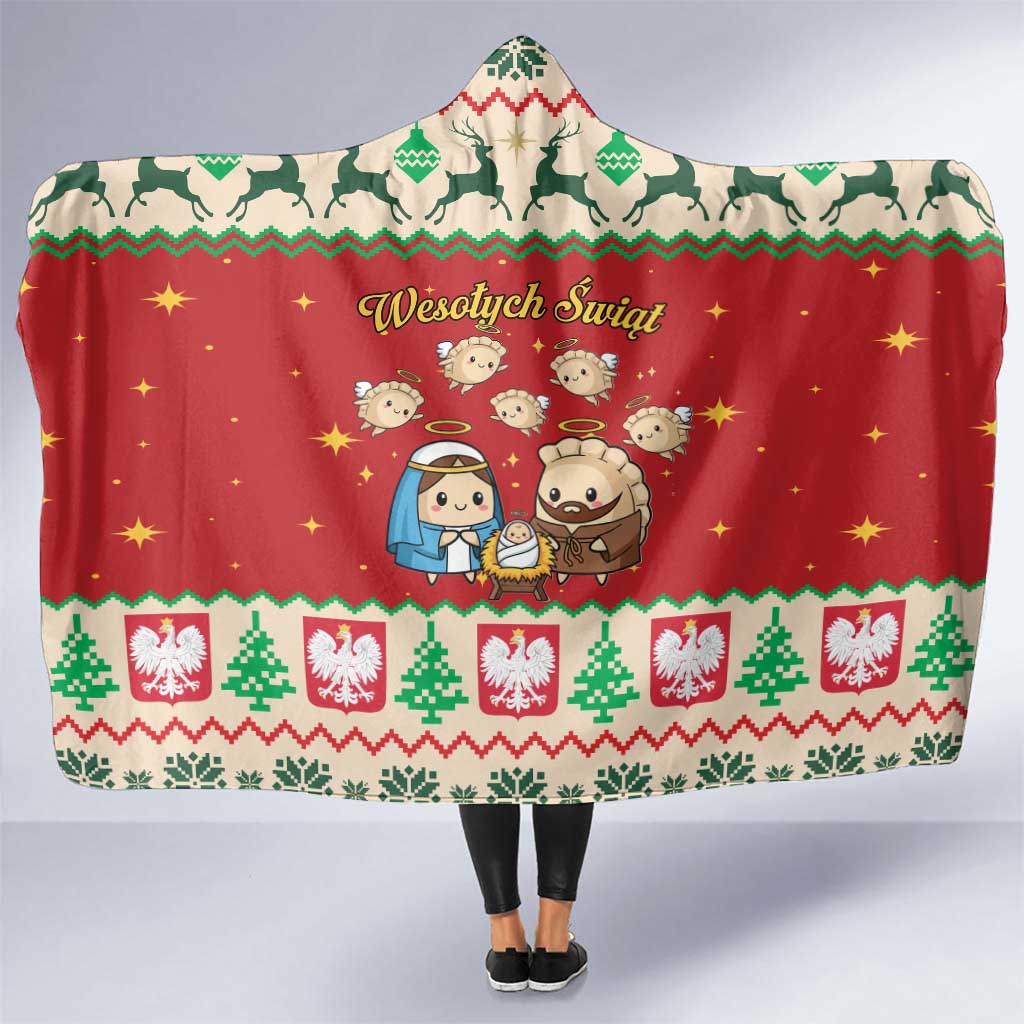 Poland Christmas Hooded Blanket Polish Pierogi Mascot Nativity Scene - Wonder Print Shop