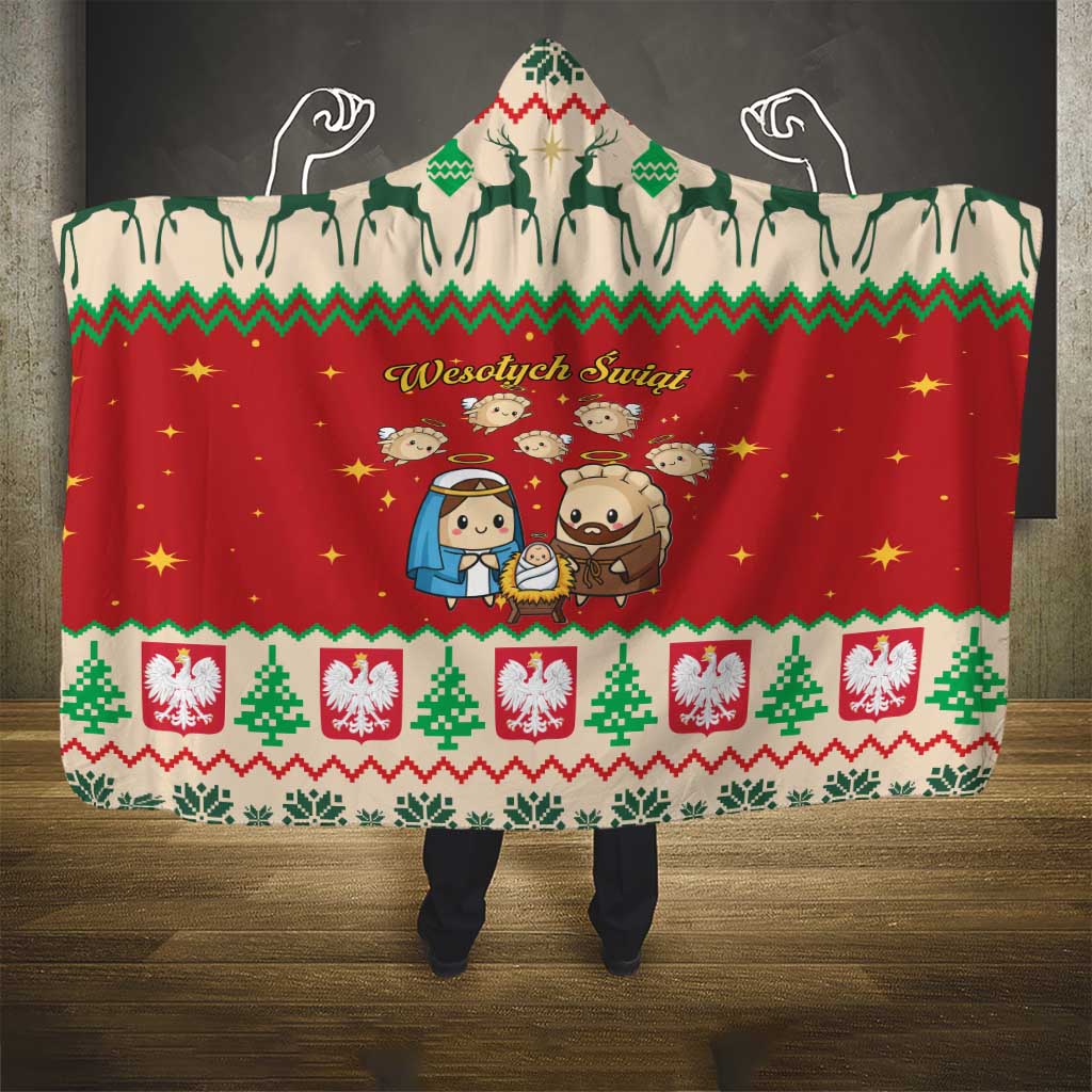 Poland Christmas Hooded Blanket Polish Pierogi Mascot Nativity Scene - Wonder Print Shop