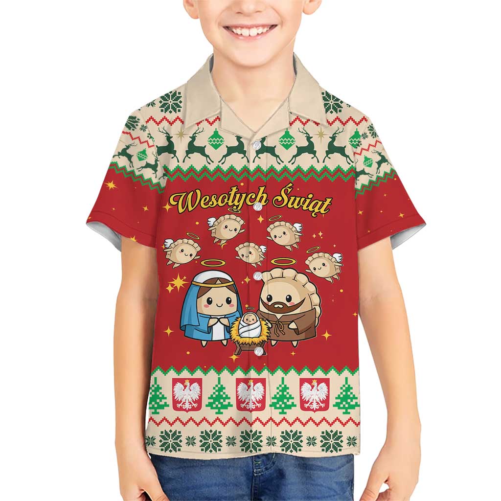 Poland Christmas Kid Hawaiian Shirt Polish Pierogi Mascot Nativity Scene - Wonder Print Shop