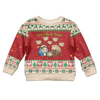 Poland Christmas Kid Ugly Christmas Sweater Polish Pierogi Mascot Nativity Scene - Wonder Print Shop