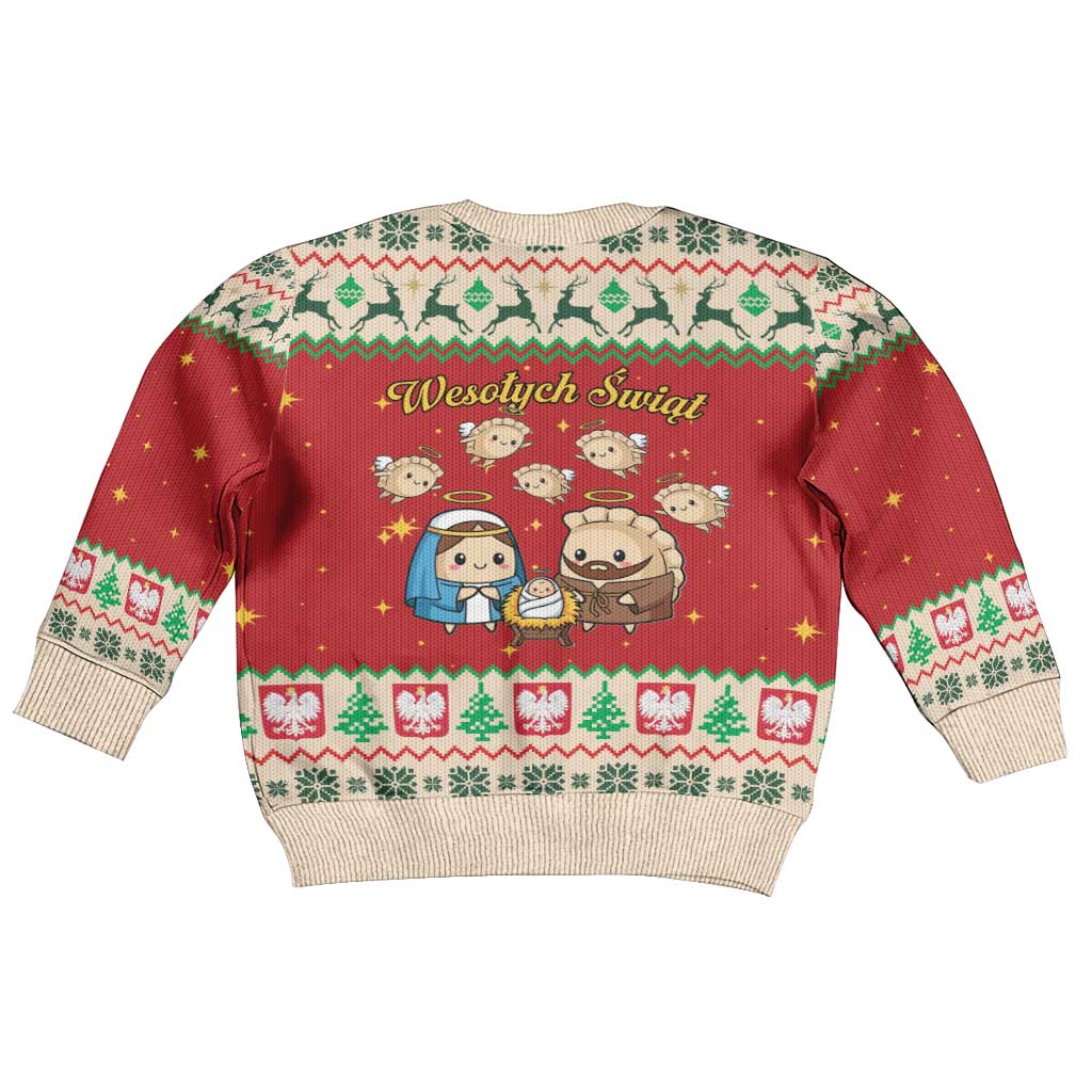 Poland Christmas Kid Ugly Christmas Sweater Polish Pierogi Mascot Nativity Scene - Wonder Print Shop
