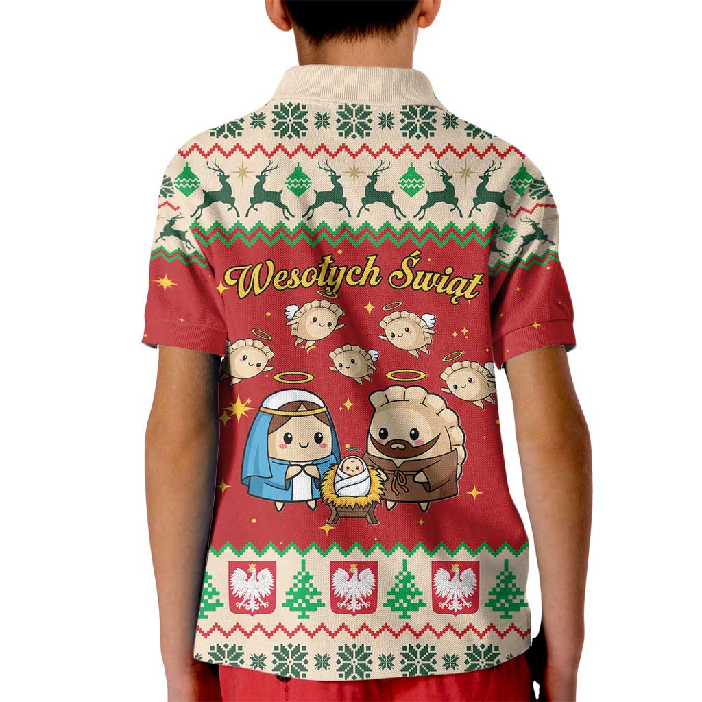 Poland Christmas Kid Polo Shirt Polish Pierogi Mascot Nativity Scene - Wonder Print Shop