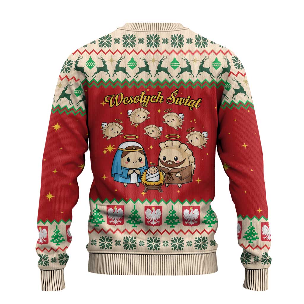 Poland Christmas Ugly Christmas Sweater Polish Pierogi Mascot Nativity Scene - Wonder Print Shop
