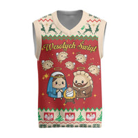 Poland Christmas Knitted V-Neck Vest Polish Pierogi Mascot Nativity Scene - Wonder Print Shop
