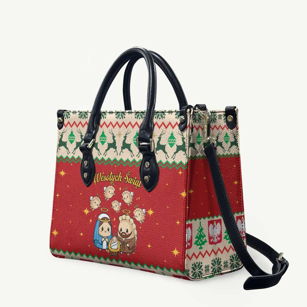 Poland Christmas Leather Bag Polish Pierogi Mascot Nativity Scene - Wonder Print Shop