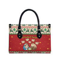 Poland Christmas Leather Bag Polish Pierogi Mascot Nativity Scene - Wonder Print Shop