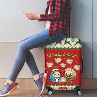 Poland Christmas Luggage Cover Polish Pierogi Mascot Nativity Scene - Wonder Print Shop