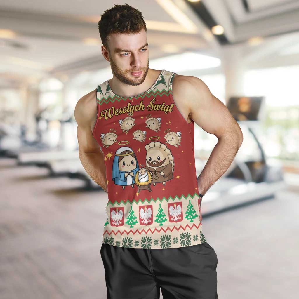 Poland Christmas Men Tank Top Polish Pierogi Mascot Nativity Scene - Wonder Print Shop