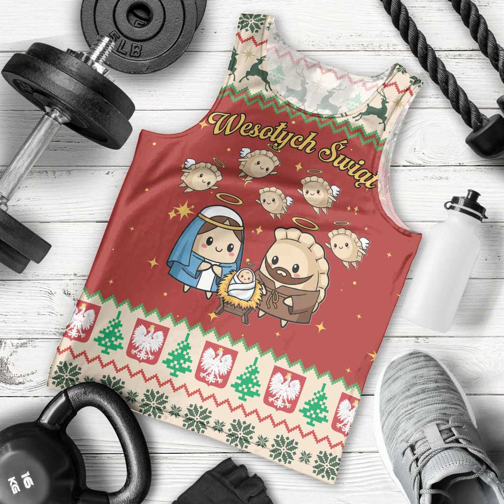 Poland Christmas Men Tank Top Polish Pierogi Mascot Nativity Scene - Wonder Print Shop