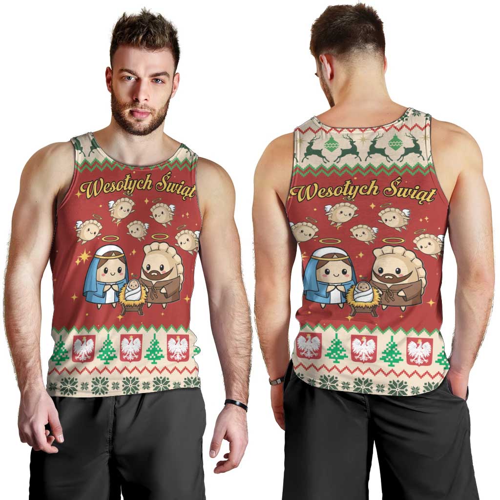 Poland Christmas Men Tank Top Polish Pierogi Mascot Nativity Scene - Wonder Print Shop