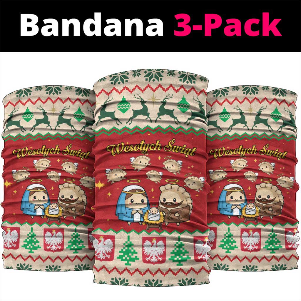 Poland Christmas Neck Gaiter Polish Pierogi Mascot Nativity Scene - Wonder Print Shop