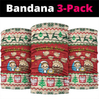 Poland Christmas Neck Gaiter Polish Pierogi Mascot Nativity Scene - Wonder Print Shop