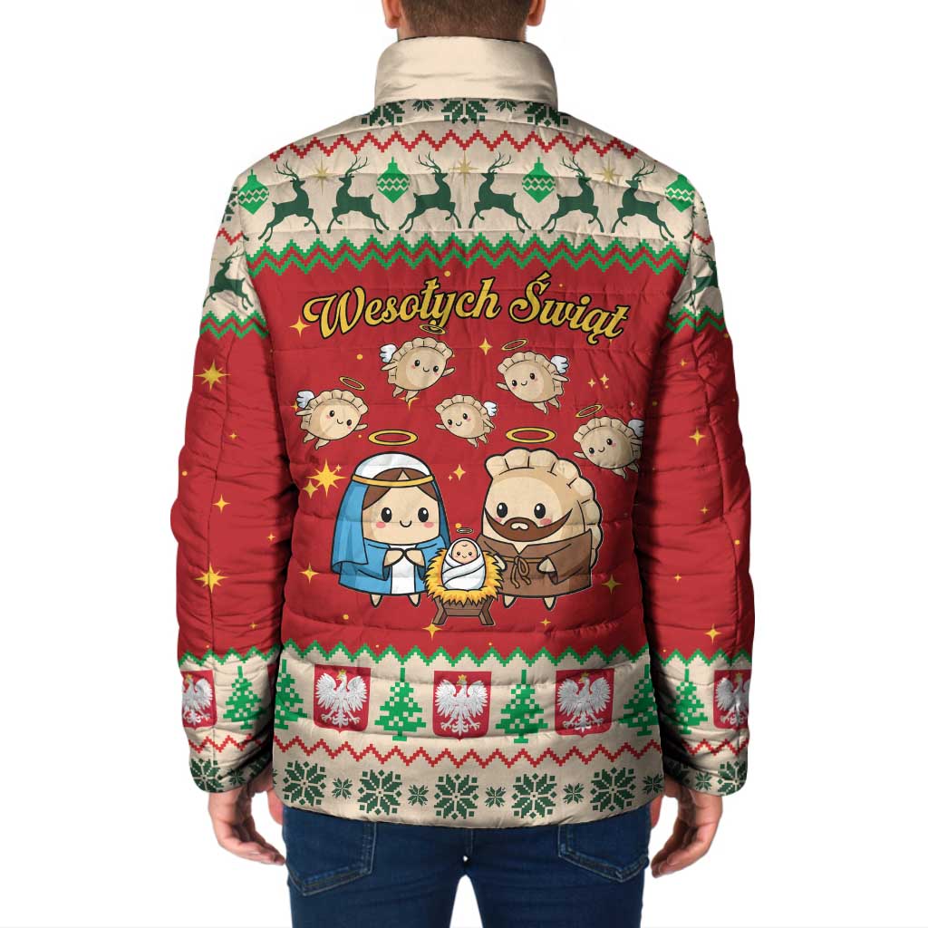 Poland Christmas Padded Jacket Polish Pierogi Mascot Nativity Scene - Wonder Print Shop