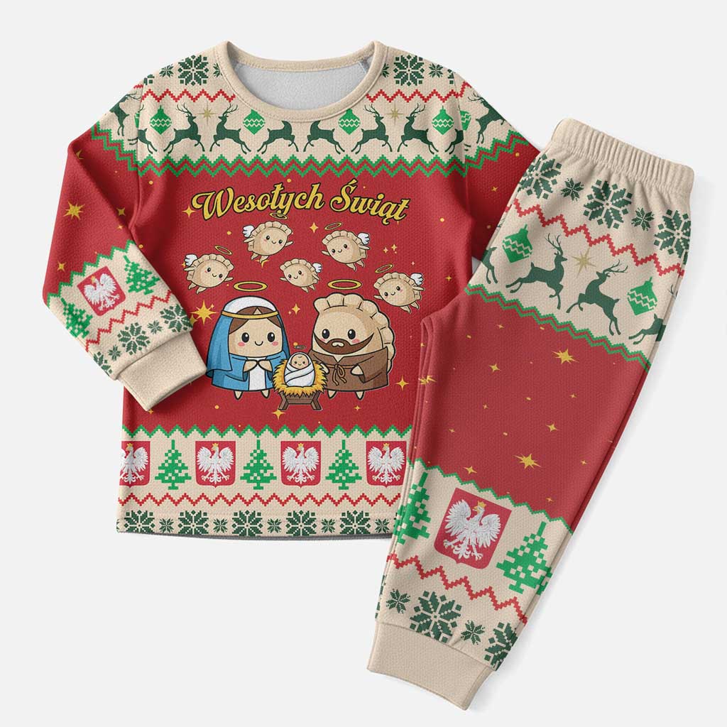 Poland Christmas Pajama Set Polish Pierogi Mascot Nativity Scene - Wonder Print Shop