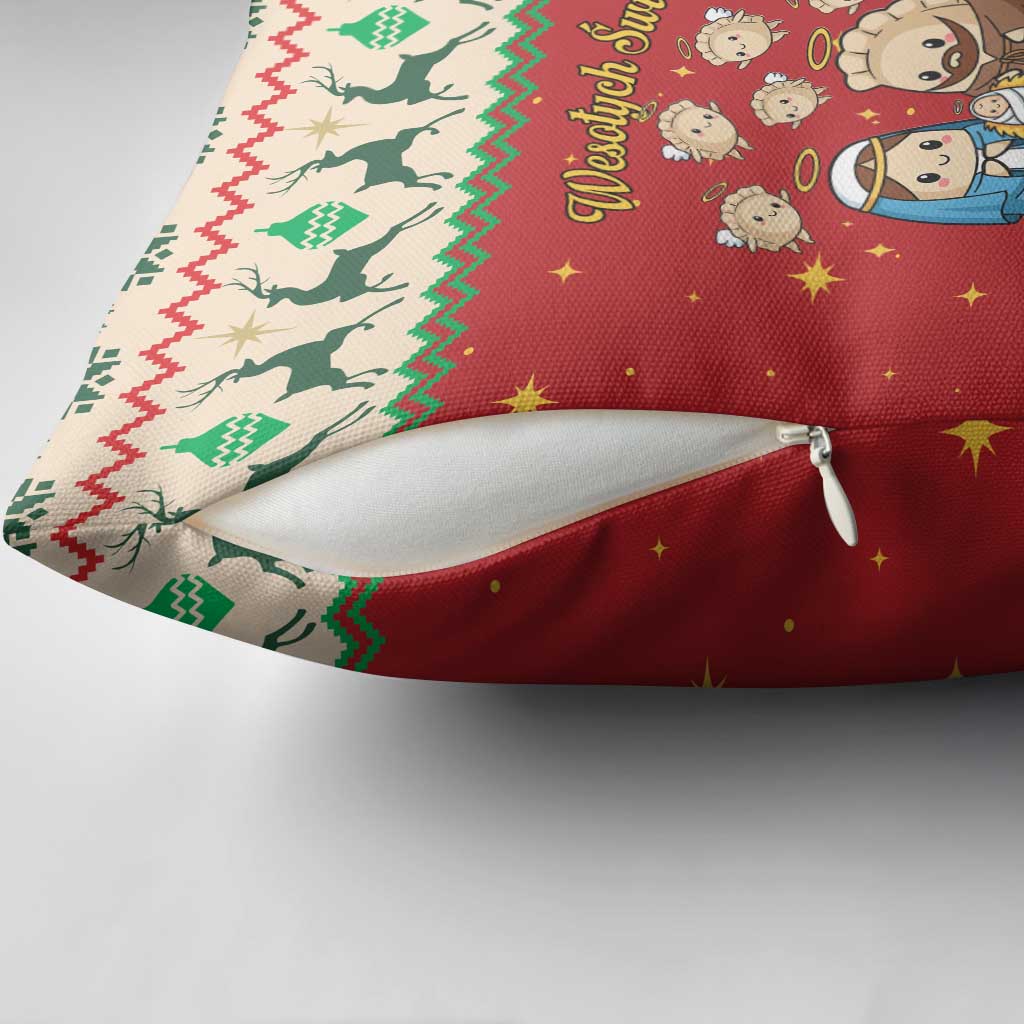 Poland Christmas Pillow Cover Polish Pierogi Mascot Nativity Scene - Wonder Print Shop