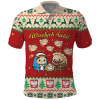 Poland Christmas Polo Shirt Polish Pierogi Mascot Nativity Scene - Wonder Print Shop