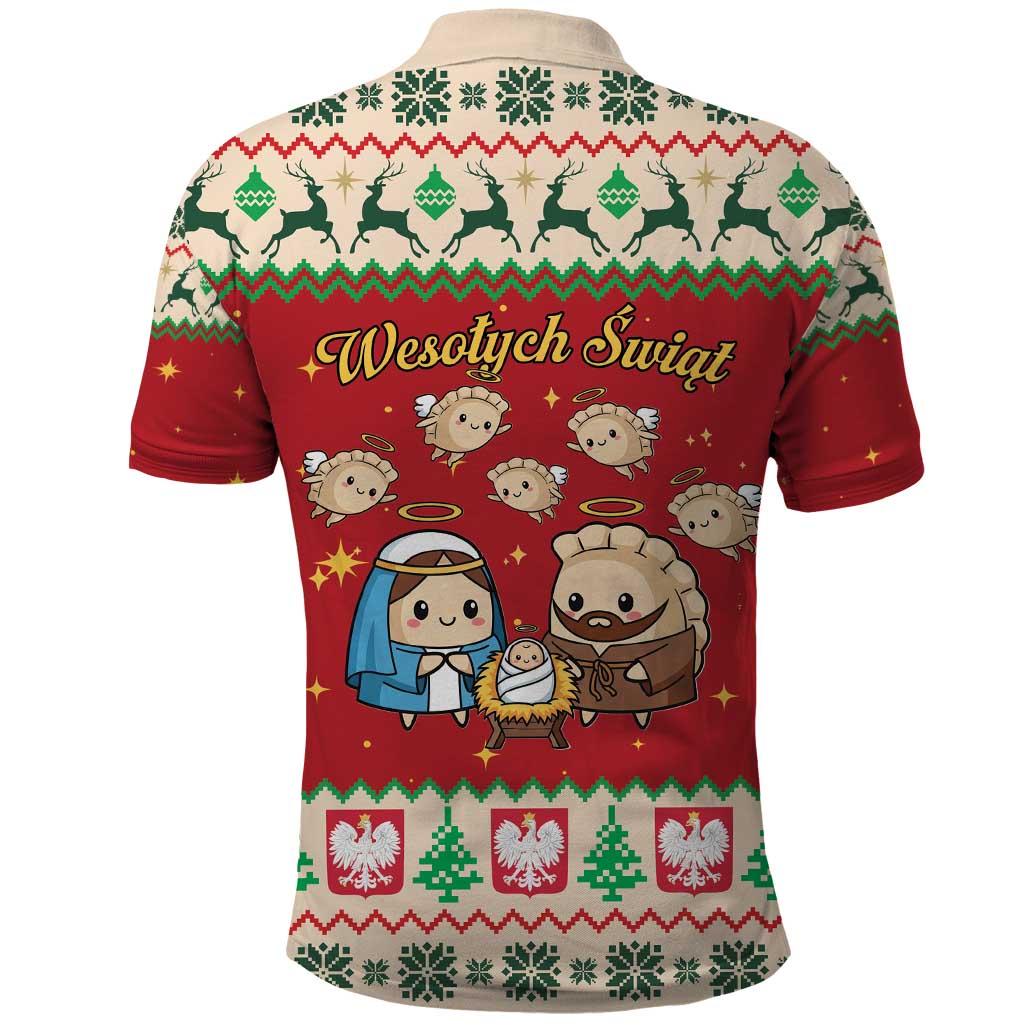 Poland Christmas Polo Shirt Polish Pierogi Mascot Nativity Scene - Wonder Print Shop