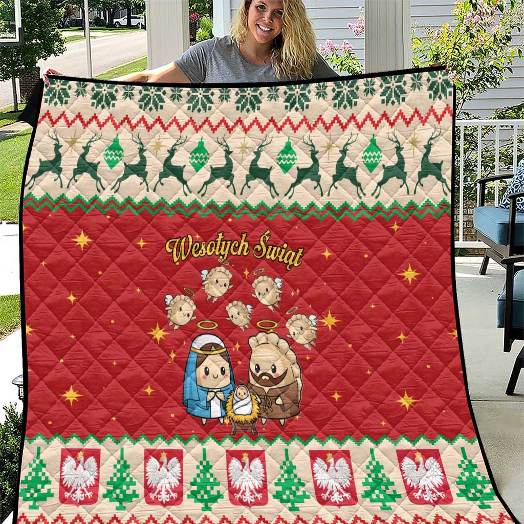 Poland Christmas Quilt Polish Pierogi Mascot Nativity Scene - Wonder Print Shop