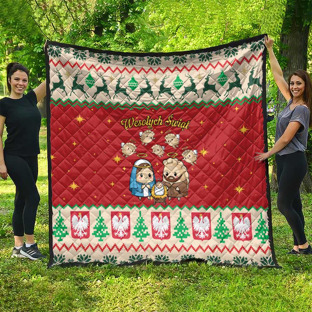 Poland Christmas Quilt Polish Pierogi Mascot Nativity Scene - Wonder Print Shop