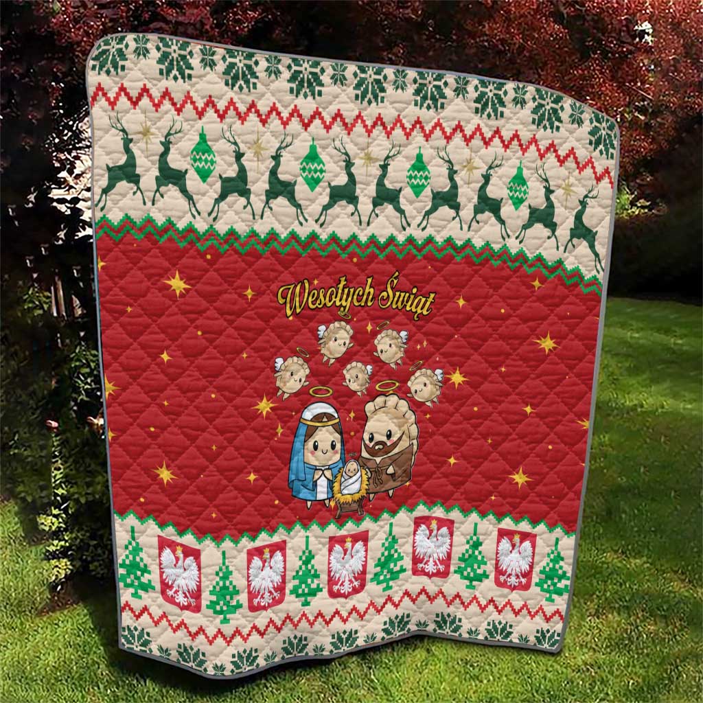 Poland Christmas Quilt Polish Pierogi Mascot Nativity Scene - Wonder Print Shop