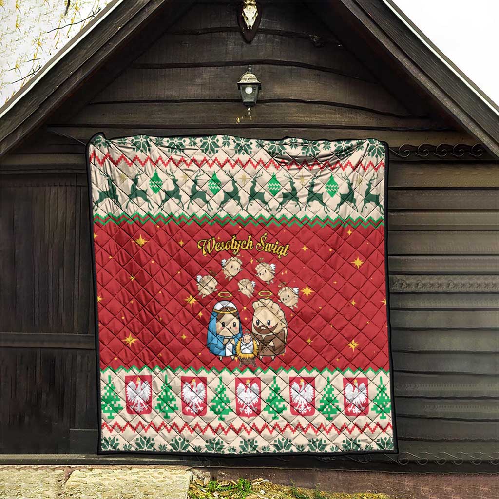Poland Christmas Quilt Polish Pierogi Mascot Nativity Scene - Wonder Print Shop