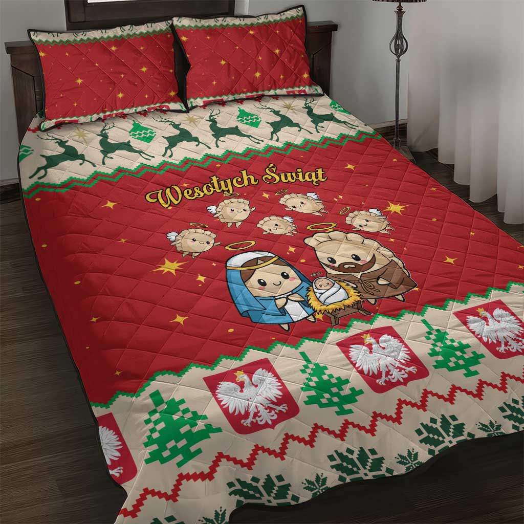 Poland Christmas Quilt Bed Set Polish Pierogi Mascot Nativity Scene - Wonder Print Shop