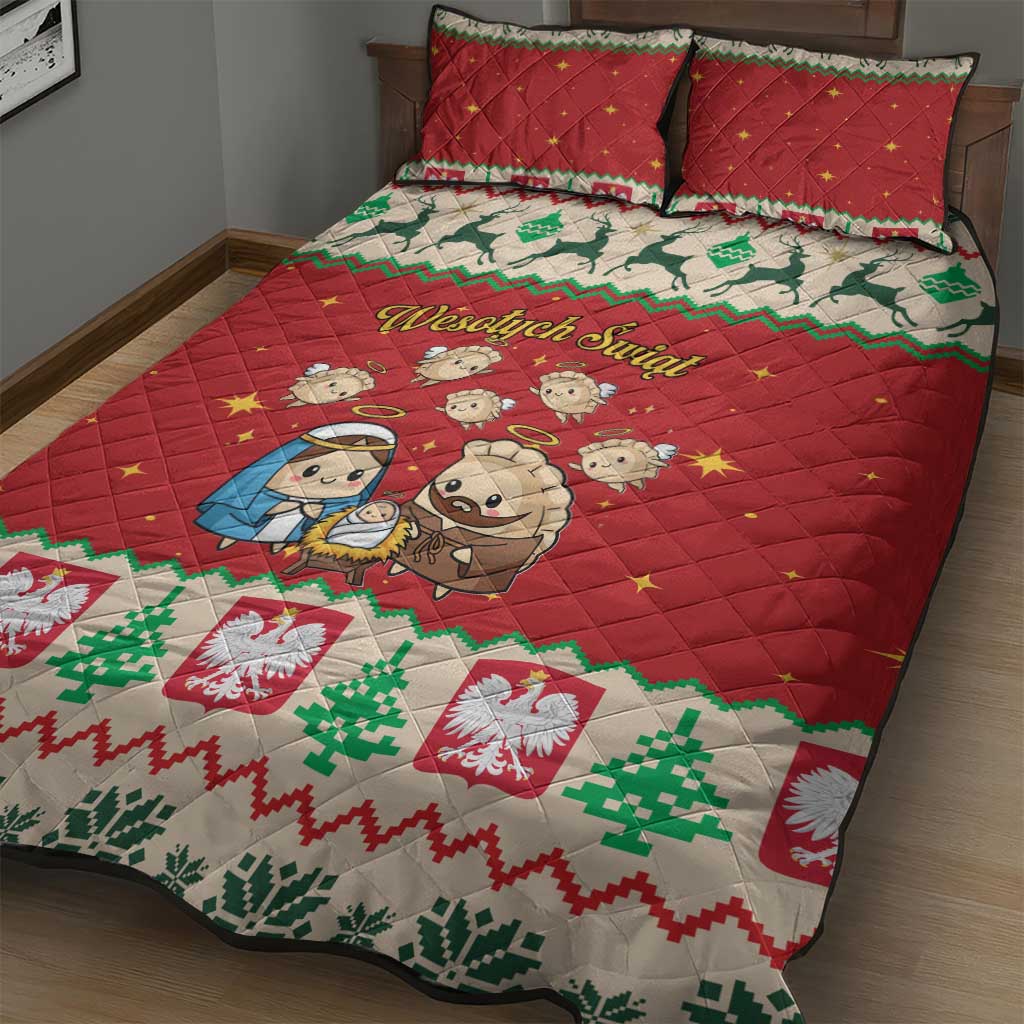Poland Christmas Quilt Bed Set Polish Pierogi Mascot Nativity Scene - Wonder Print Shop