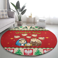Poland Christmas Round Carpet Polish Pierogi Mascot Nativity Scene - Wonder Print Shop