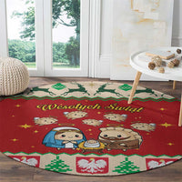 Poland Christmas Round Carpet Polish Pierogi Mascot Nativity Scene - Wonder Print Shop