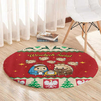 Poland Christmas Round Carpet Polish Pierogi Mascot Nativity Scene - Wonder Print Shop