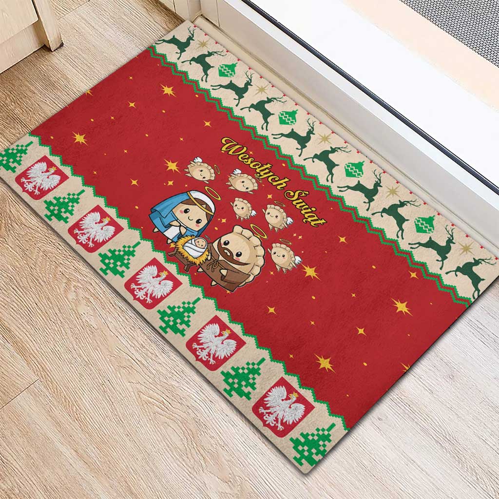 Poland Christmas Rubber Doormat Polish Pierogi Mascot Nativity Scene - Wonder Print Shop