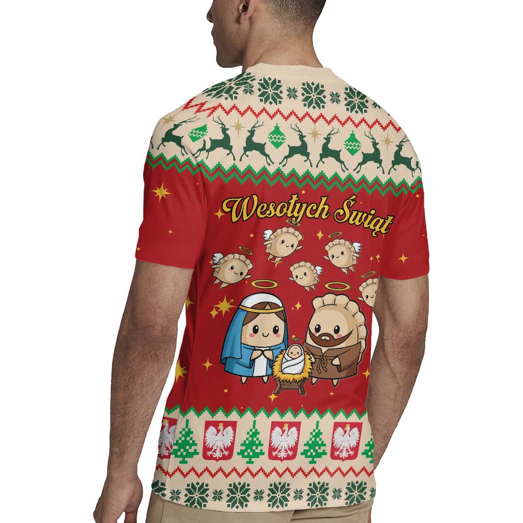 Poland Christmas Rugby Jersey Polish Pierogi Mascot Nativity Scene - Wonder Print Shop