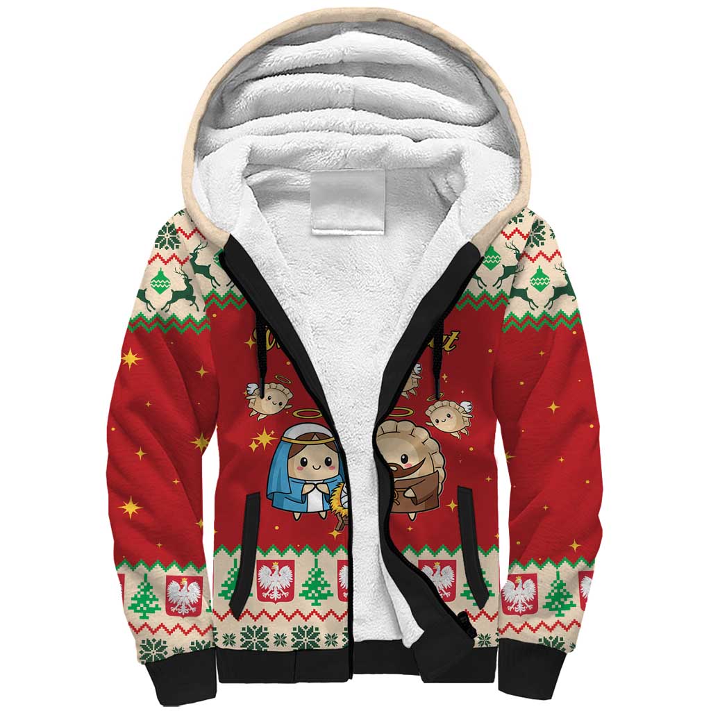 Poland Christmas Sherpa Hoodie Polish Pierogi Mascot Nativity Scene - Wonder Print Shop