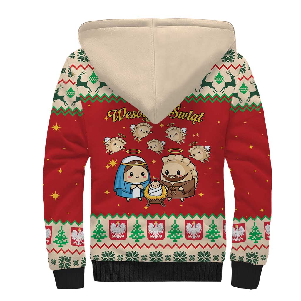 Poland Christmas Sherpa Hoodie Polish Pierogi Mascot Nativity Scene - Wonder Print Shop