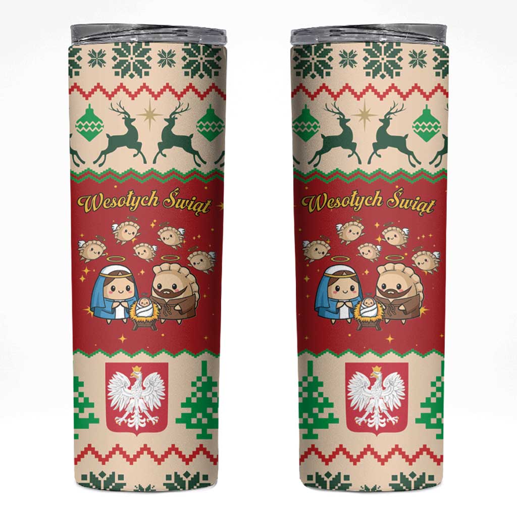 Poland Christmas Skinny Tumbler Polish Pierogi Mascot Nativity Scene - Wonder Print Shop