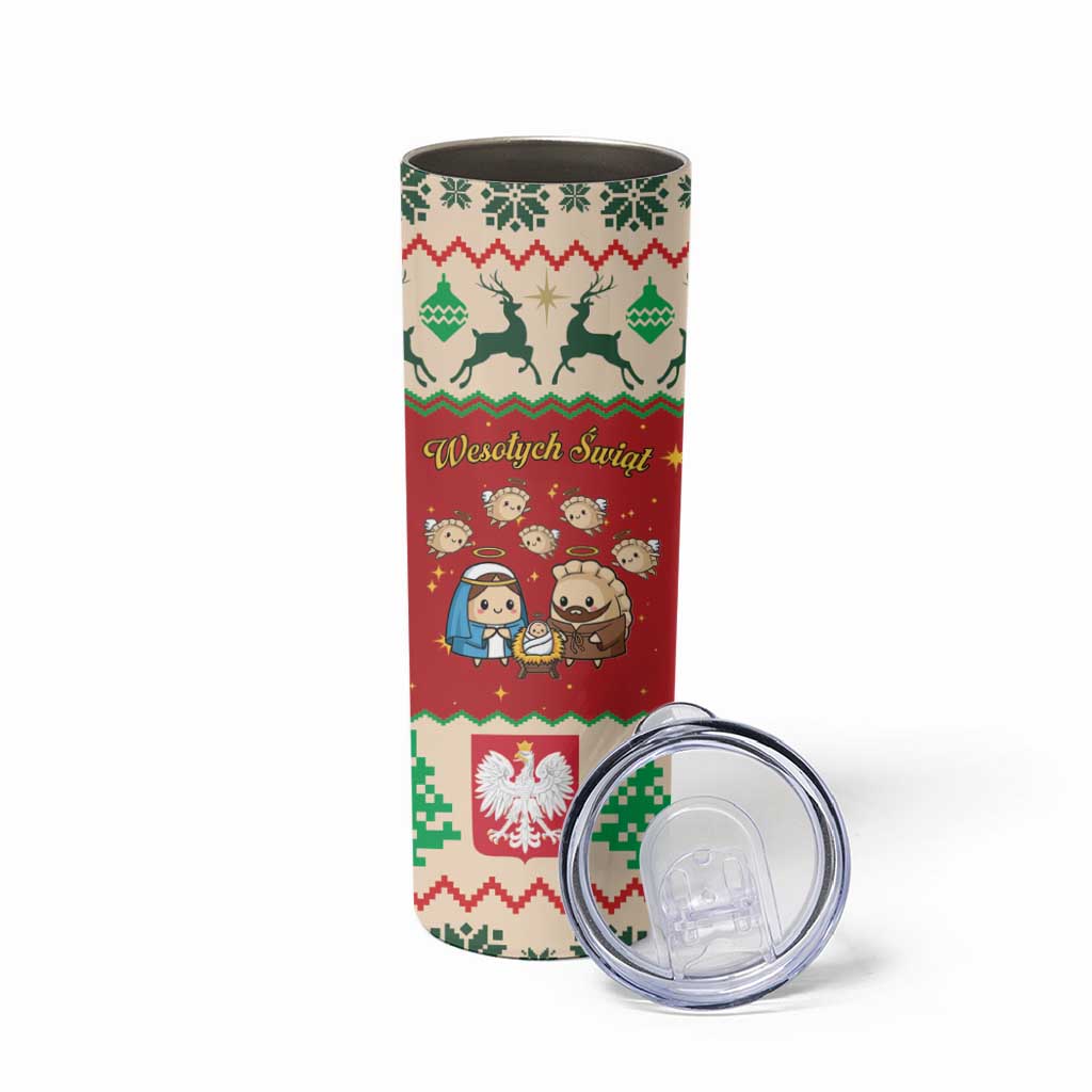 Poland Christmas Skinny Tumbler Polish Pierogi Mascot Nativity Scene - Wonder Print Shop